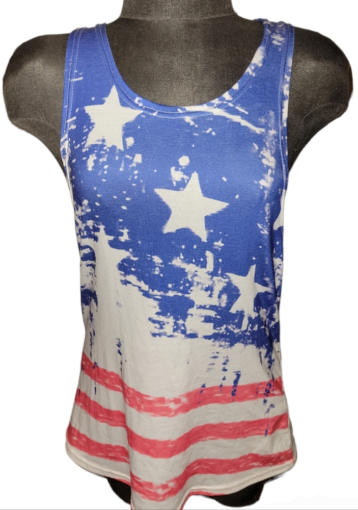USA American Flag Inspired 4th of July Tank Top sz M